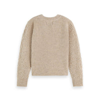 Scotch Shrunk Ecru Melange Cable Knit Pullover