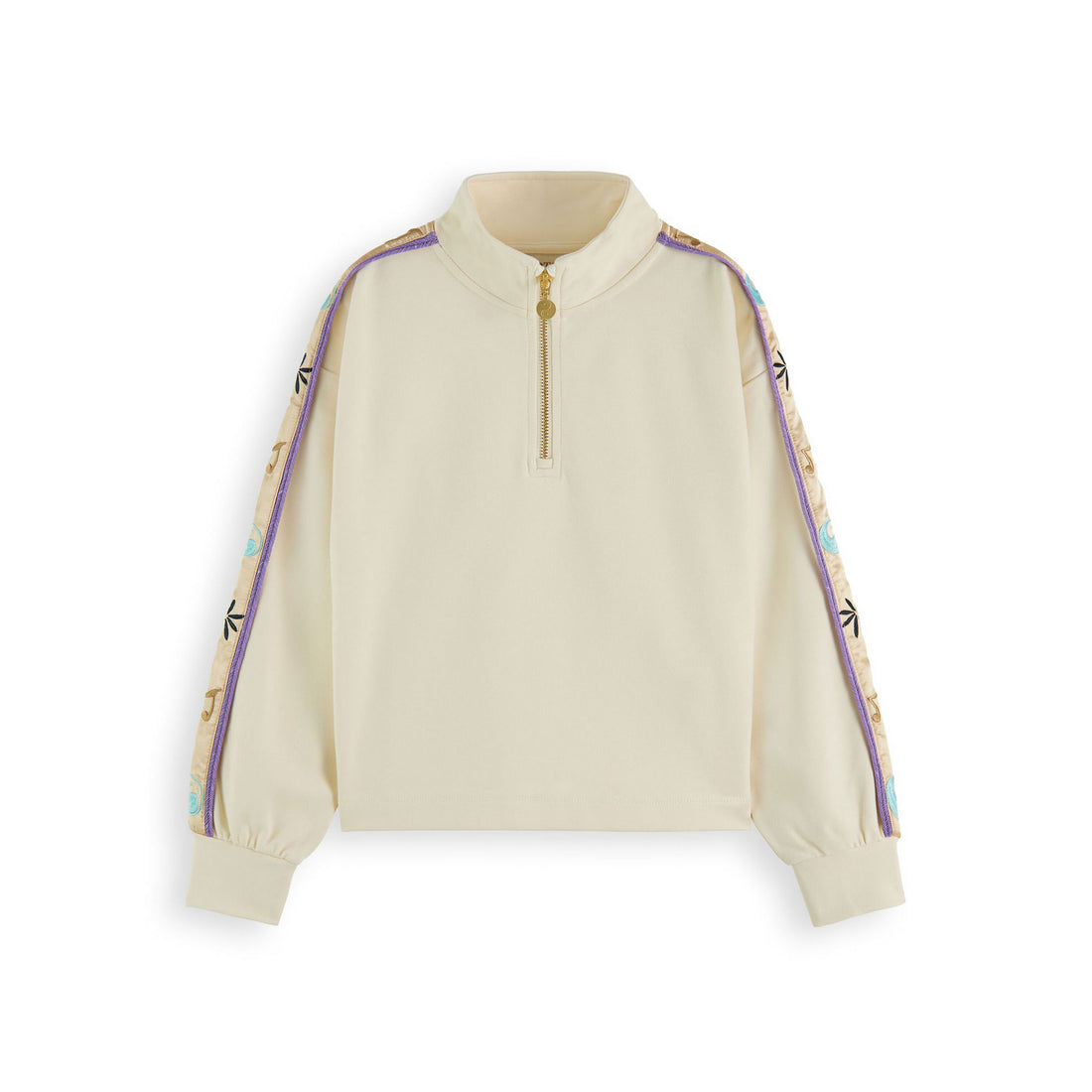 Scotch Shrunk Off White Half Zip Tape Detail Sweatshirt