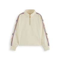 Scotch Shrunk Off White Half Zip Tape Detail Sweatshirt