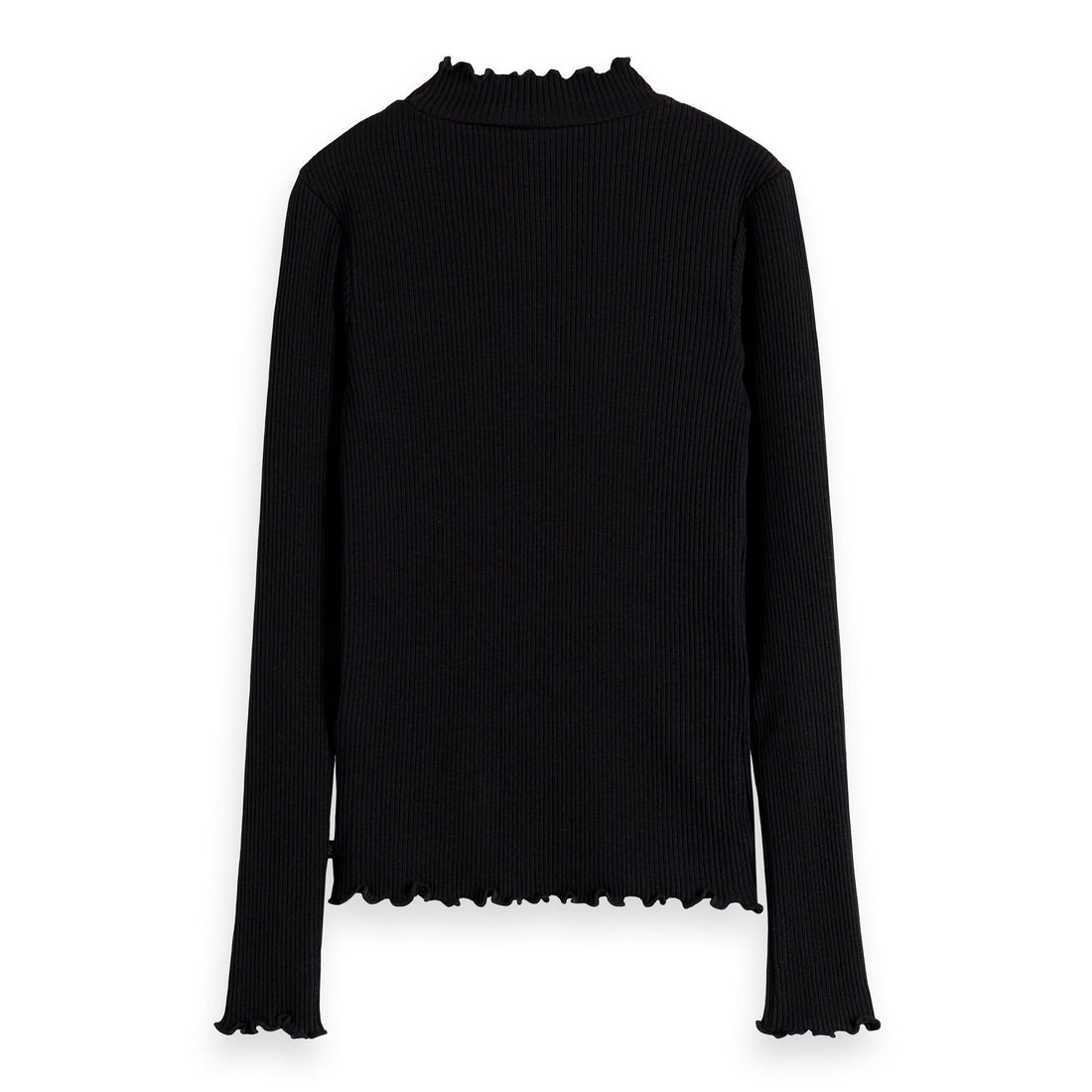 Scotch Shrunk Black High Neck Ruffle Edged T-shirt