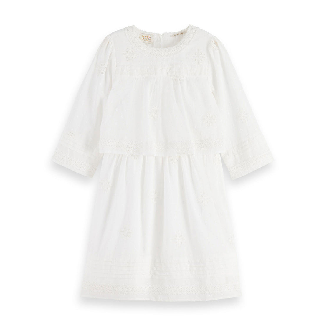 Scotch Shrunk  Off White Anglaise 3/4 Sleeve Dress