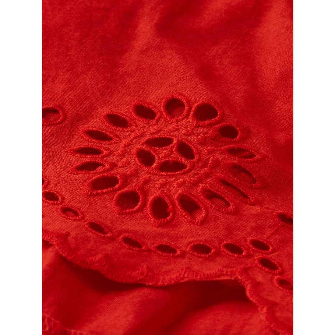 Scotch Shrunk  Lobster Red Layered Midi Anglaise Dress