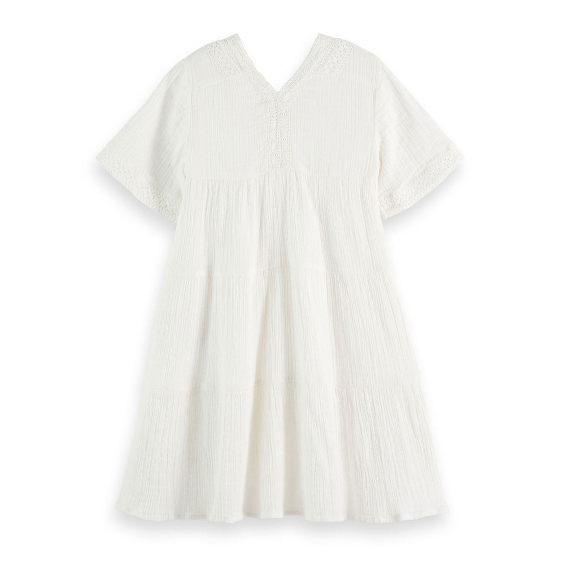 Scotch Shrunk  White Crinkle Lace Detail Midi Dress