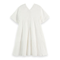 Scotch Shrunk  White Crinkle Lace Detail Midi Dress
