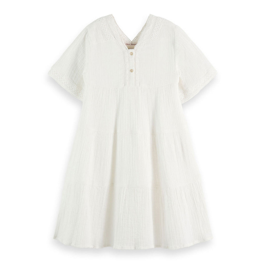 Scotch Shrunk  White Crinkle Lace Detail Midi Dress