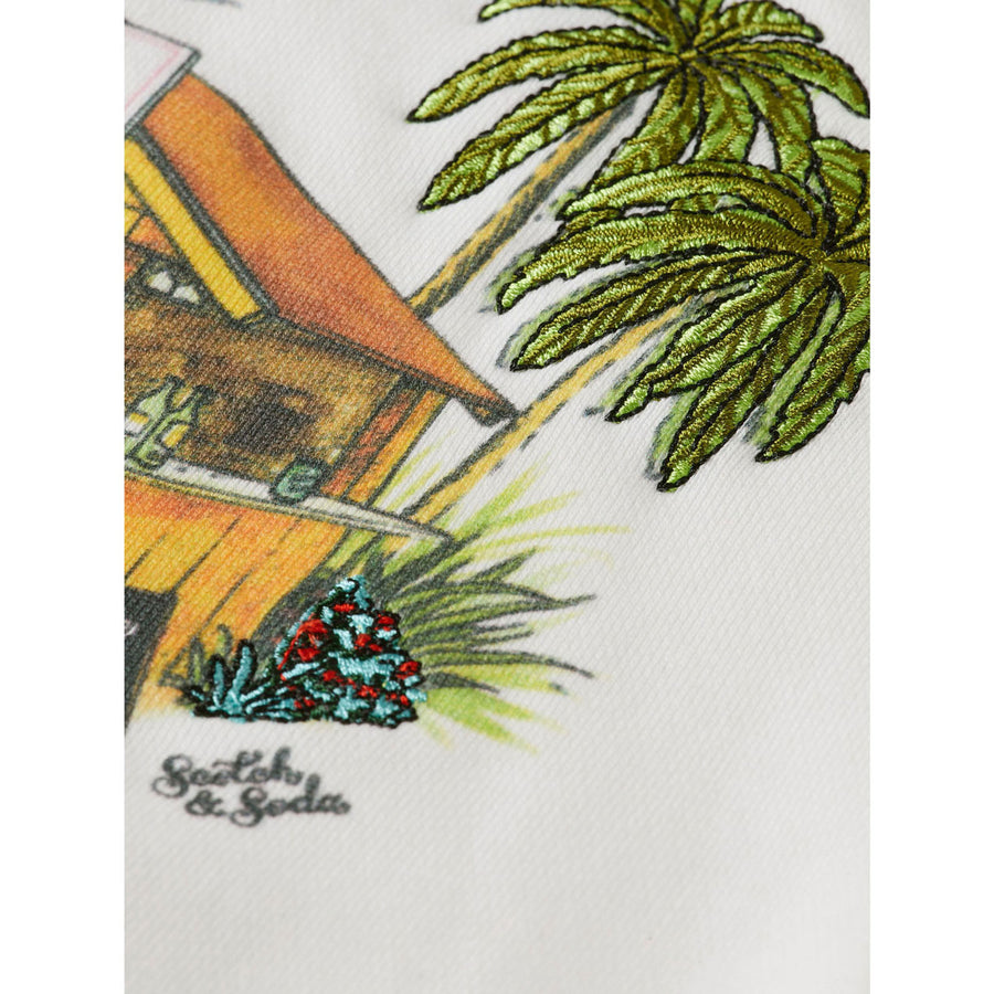 Scotch Shrunk  Off White Beach Hut Embroidered Sweatshirt