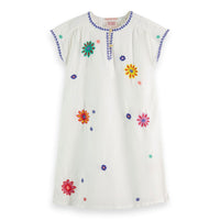 Scotch Shrunk  Off White Flower Embroidered Kaftan Dress