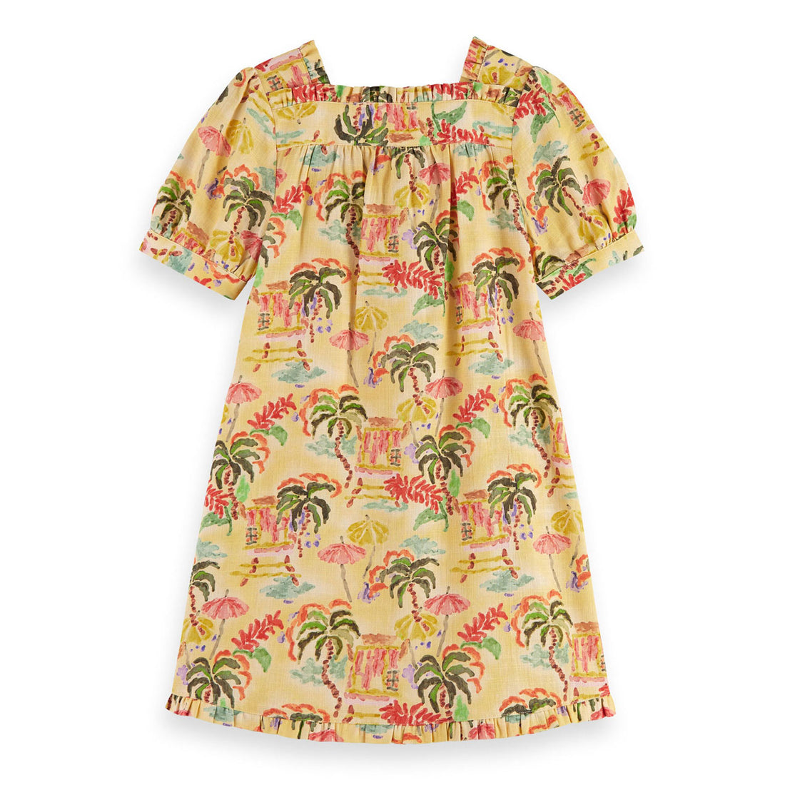 Scotch Shrunk  Sunshine Palms Allover Linen Blend Dress