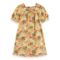 Scotch Shrunk  Sunshine Palms Allover Linen Blend Dress