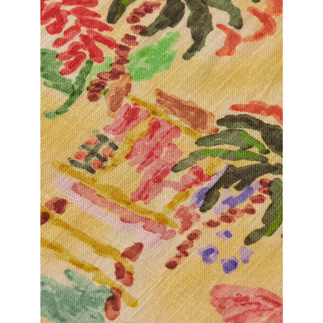Scotch Shrunk  Sunshine Palms Allover Linen Blend Dress