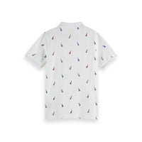 Scotch Shrunk  White Allover Printed Pique Polo