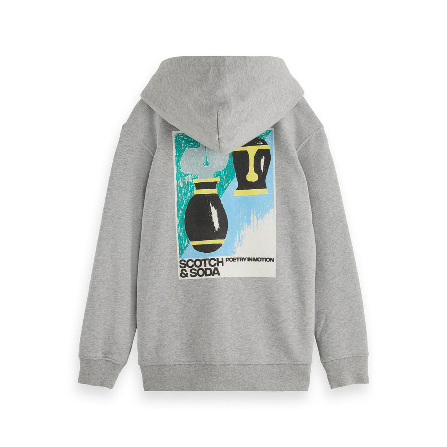 Scotch Shrunk Grey Artwork Zip-Up Hoodie