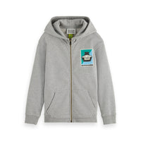 Scotch Shrunk Grey Artwork Zip-Up Hoodie