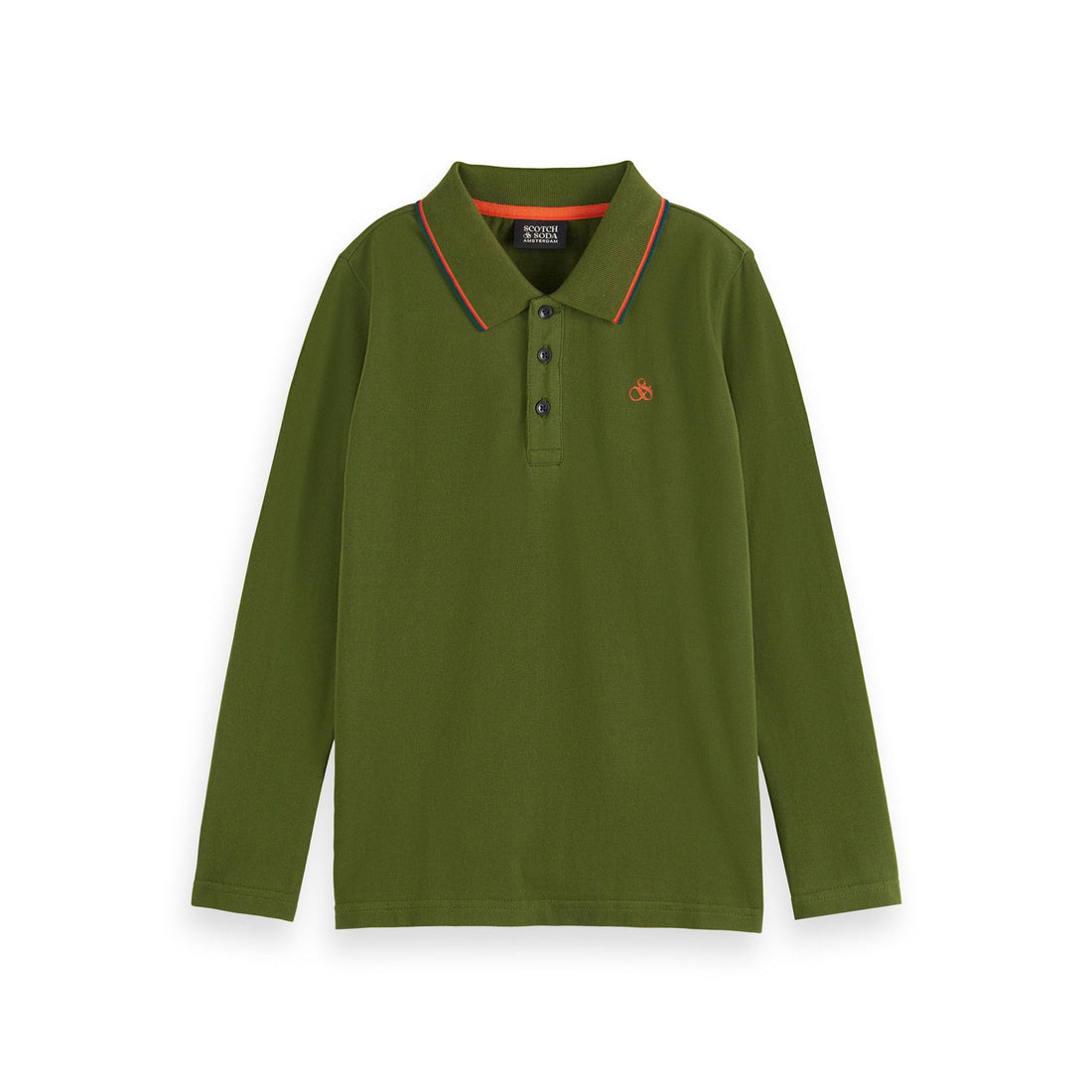 Scotch Shrunk Military Long Sleeve Polo With Tipping