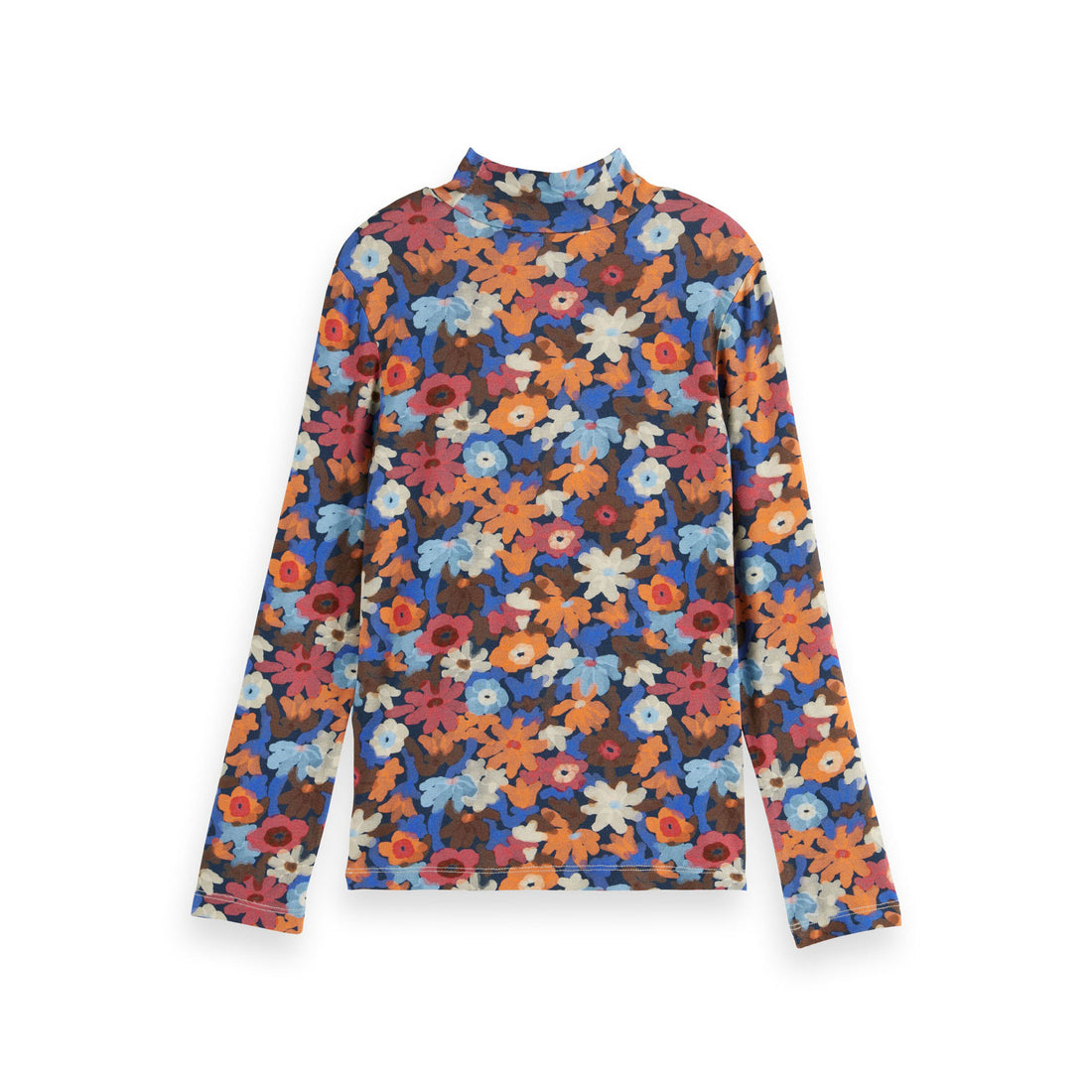 Scotch Shrunk Flowers Printed Mock Neck Long Sleeve T-shirt