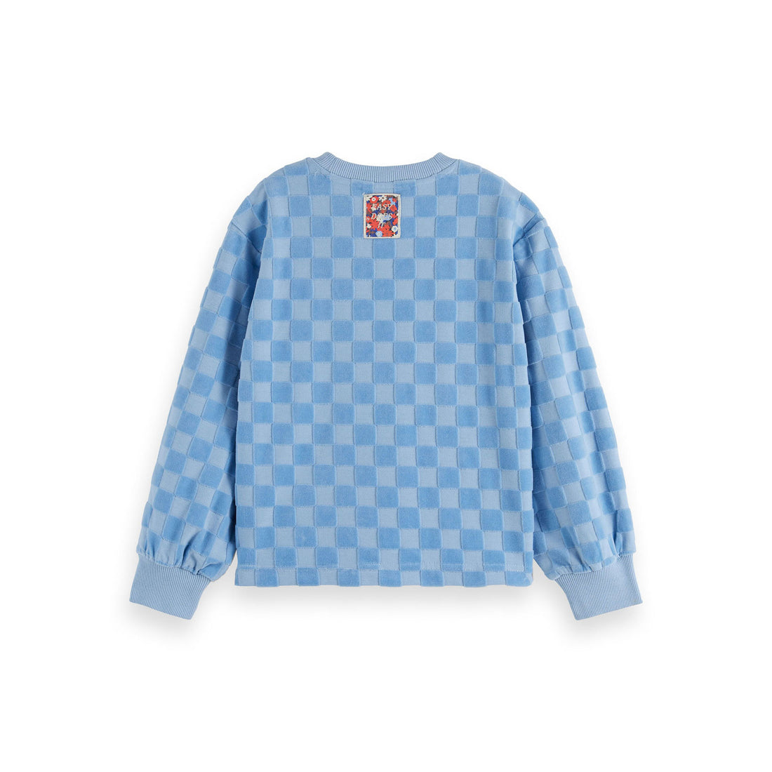 Scotch Shrunk Blue Velour Checkerboard Crewneck