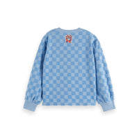 Scotch Shrunk Blue Velour Checkerboard Crewneck