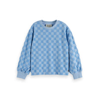 Scotch Shrunk Blue Velour Checkerboard Crewneck
