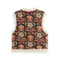 Scotch Shrunk Flower Printed Gilet With Faux Fur