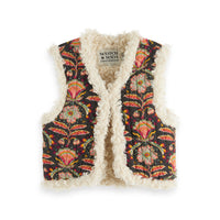 Scotch Shrunk Flower Printed Gilet With Faux Fur