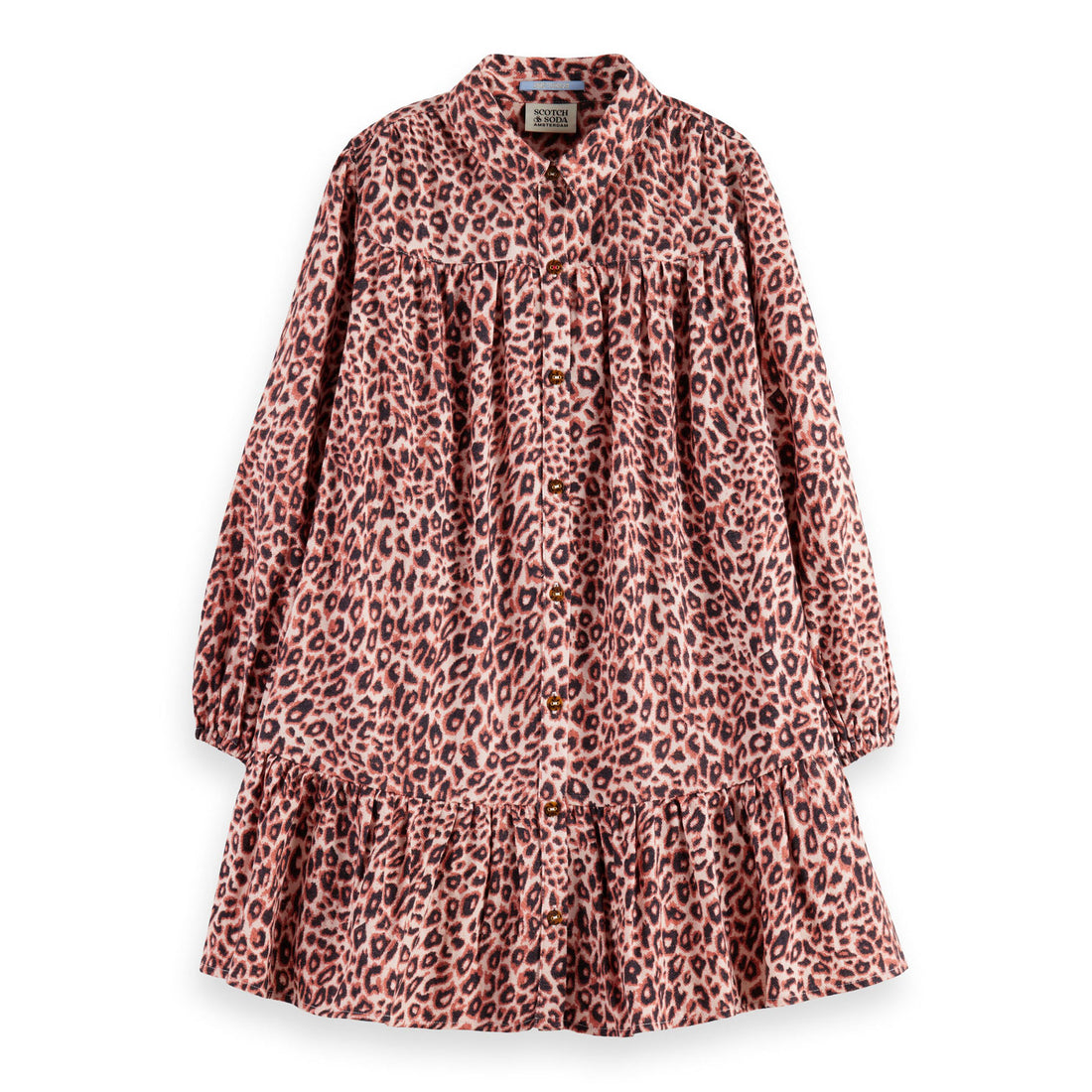 Scotch Shrunk Leopard Printed Flannel Shirt Dress