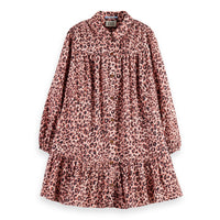 Scotch Shrunk Leopard Printed Flannel Shirt Dress