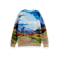 Scotch Shrunk Road Print Placed Artwork Sweatshirt