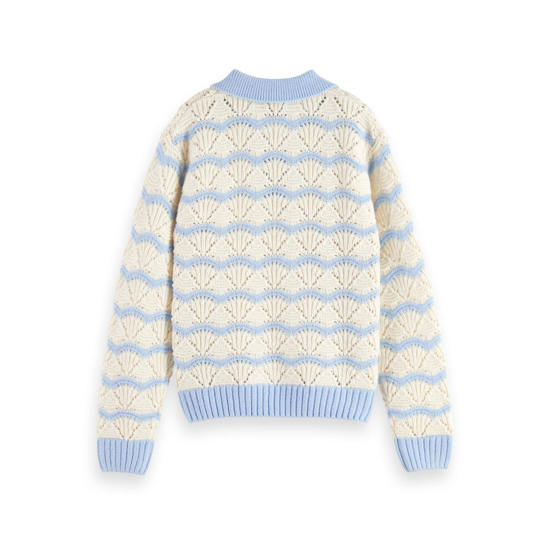 Scotch Shrunk Blue Stripe Boxy Pullover With Collar