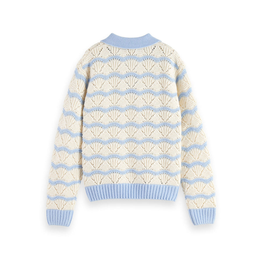 Scotch Shrunk Blue Stripe Boxy Pullover With Collar