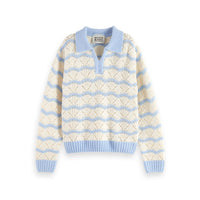 Scotch Shrunk Blue Stripe Boxy Pullover With Collar