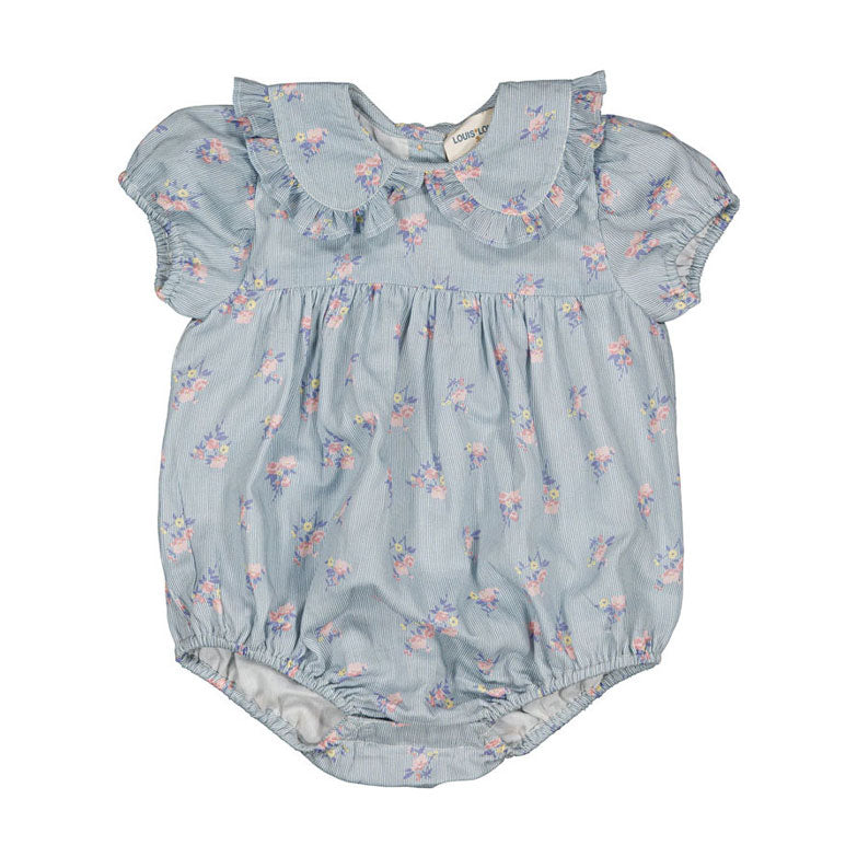 Louis Louise Blue Bouquet Stripe Poupette Overall