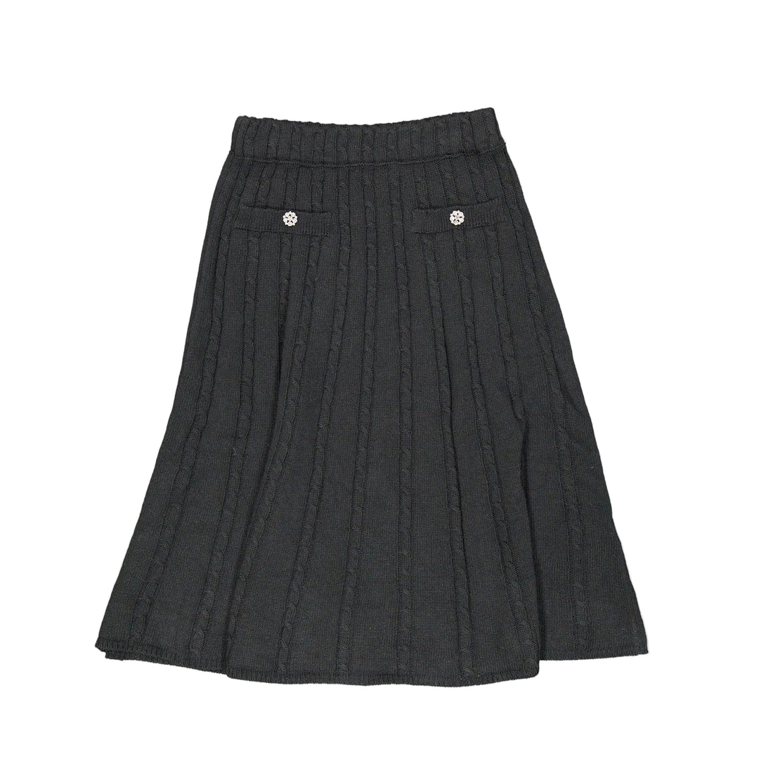 Mimisol Black Wool Long Knit Skirt