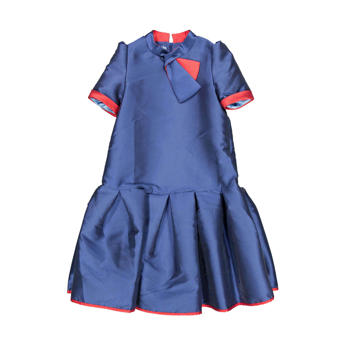 Mimisol Dark Blue Bicolor Long Mikado Dress
