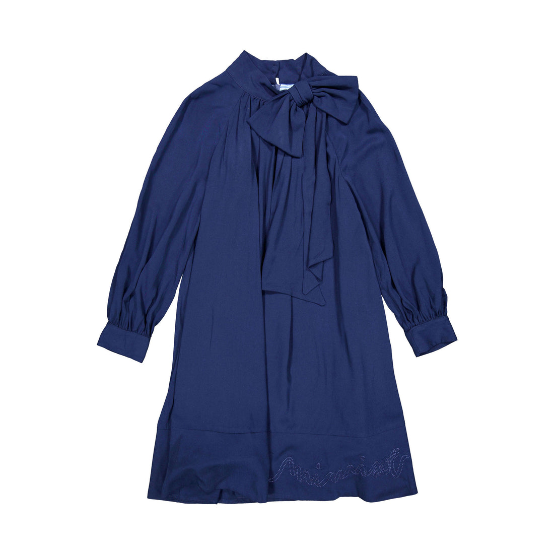 Mimisol Dark Blue Logo Embroidered Long Vaiella Dress