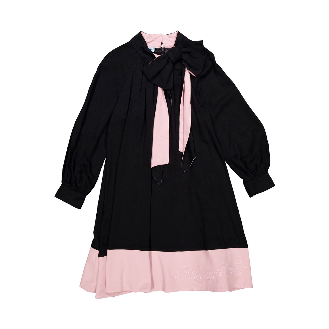 Mimisol Black/Pink Biocolor Logo Embroidered Long Vaiella Dress