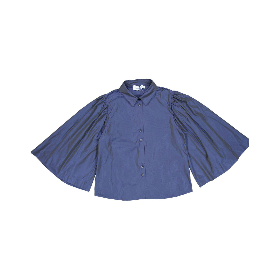 Mimisol Dark Blue Volant Sleeve Taffeta Shirt