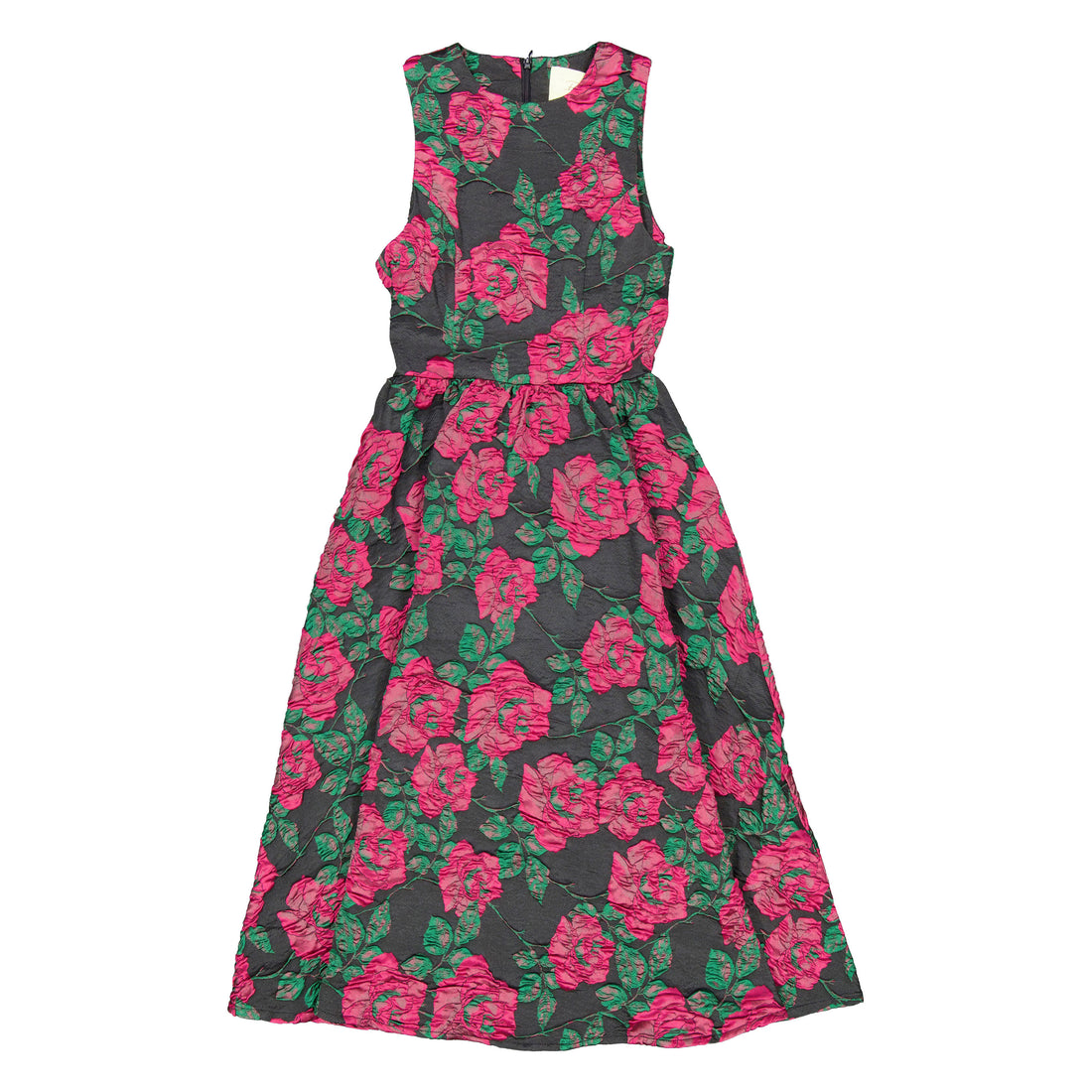 Estee Black/Pink Taffeta Waisted Rose Dress