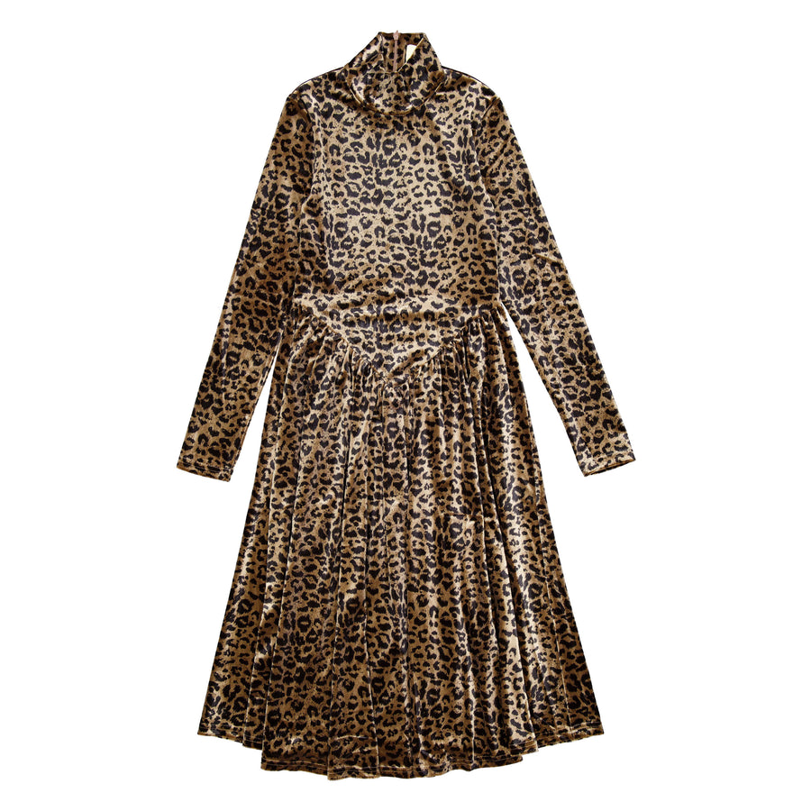 Estee Brown Velvet Leopard V-Yoke Maxi Dress XS