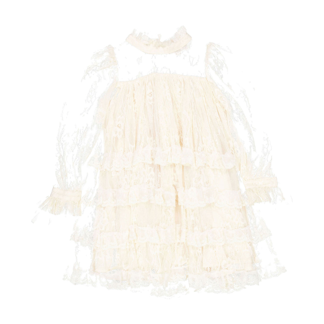 Petite Amalie Cream Lace Ruffle Dress