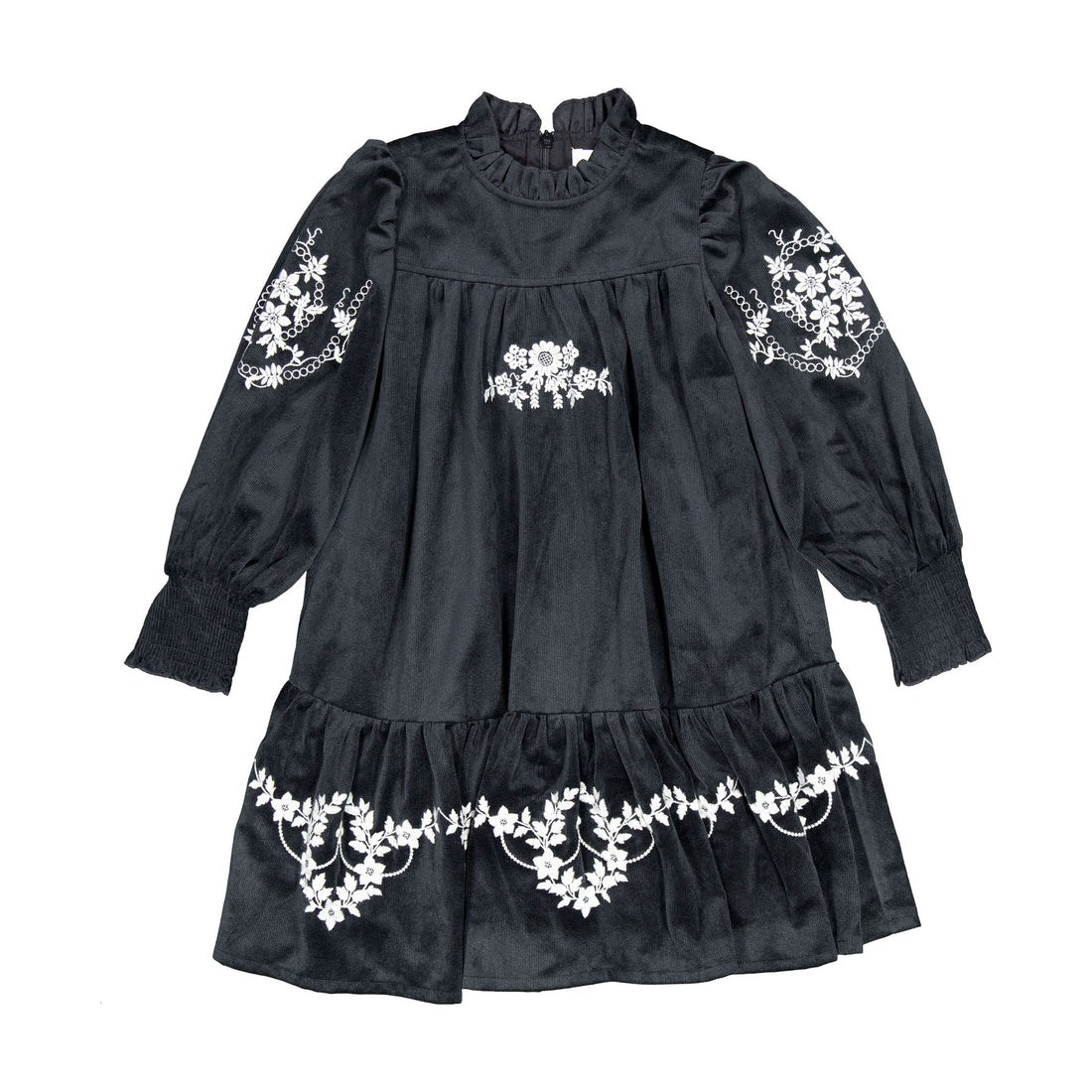 Petite Amalie Black/White Embroidered Cord  Dress