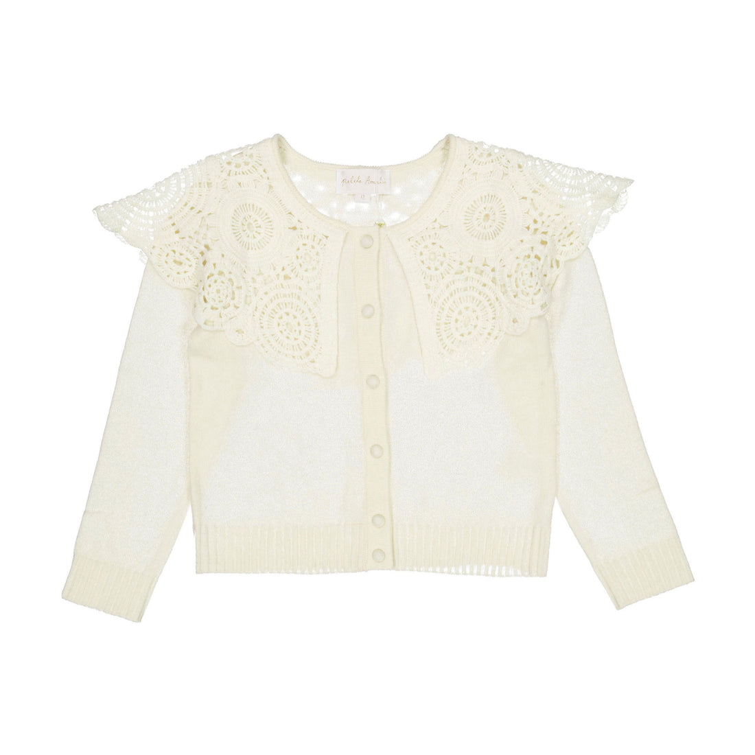 Petite Amalie Cream Crochet Collar Cardigan