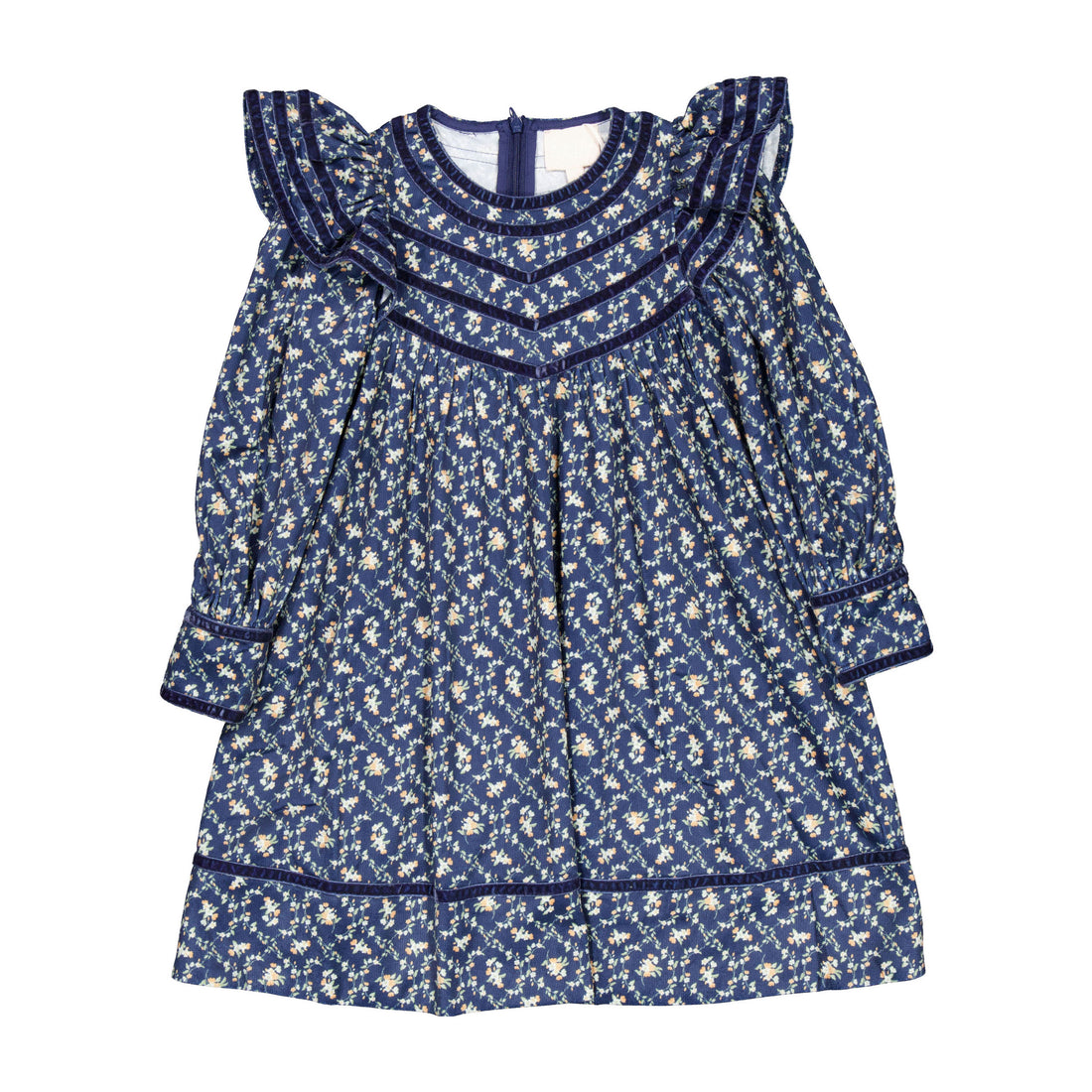 Steph Blue Trellis Printed Cord Dress