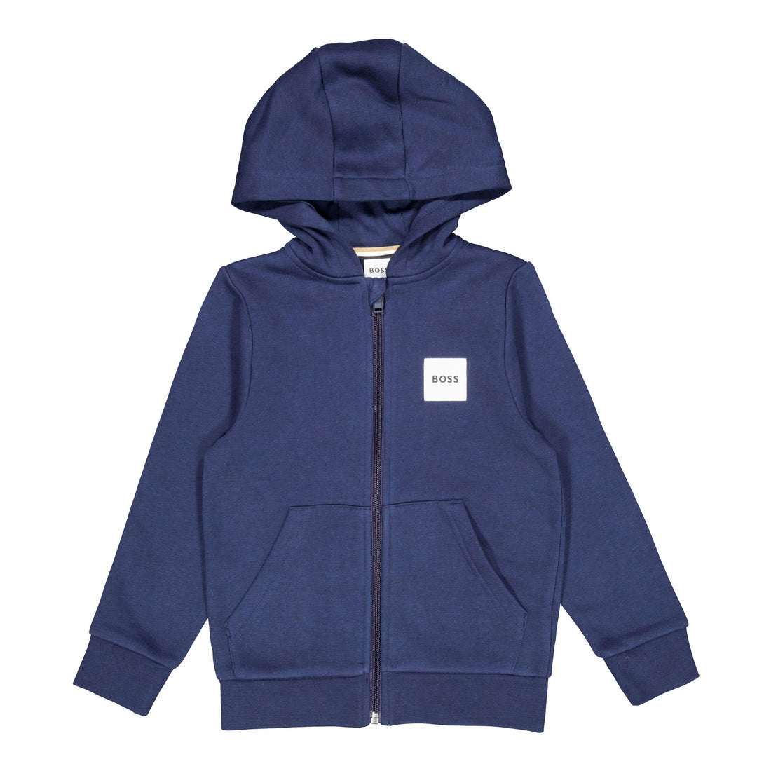 Hugo Boss Navy Logo Patch Zip-Up Hoodie