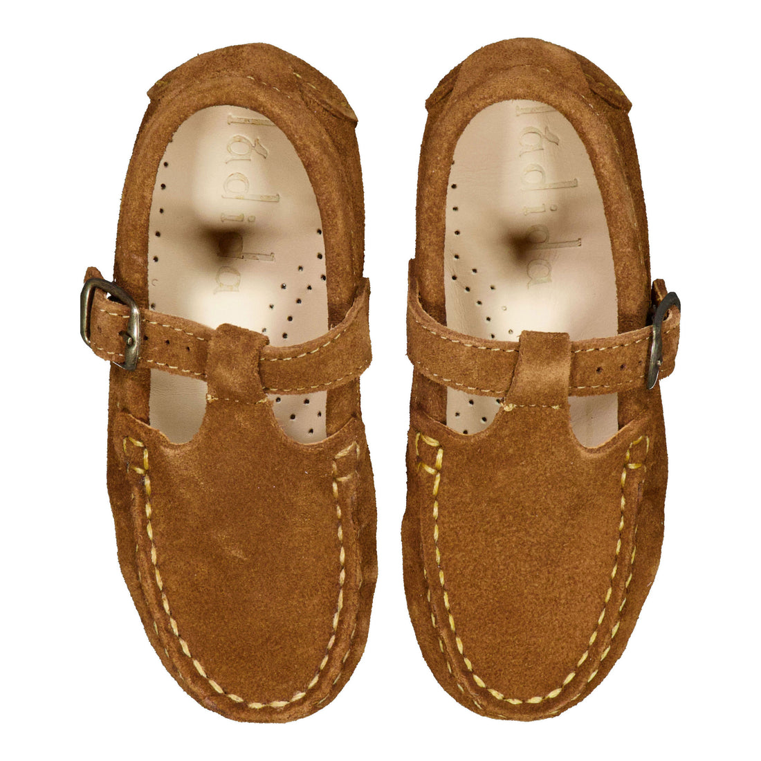 Ladida Shoes Camel Seude T Strap Shoe