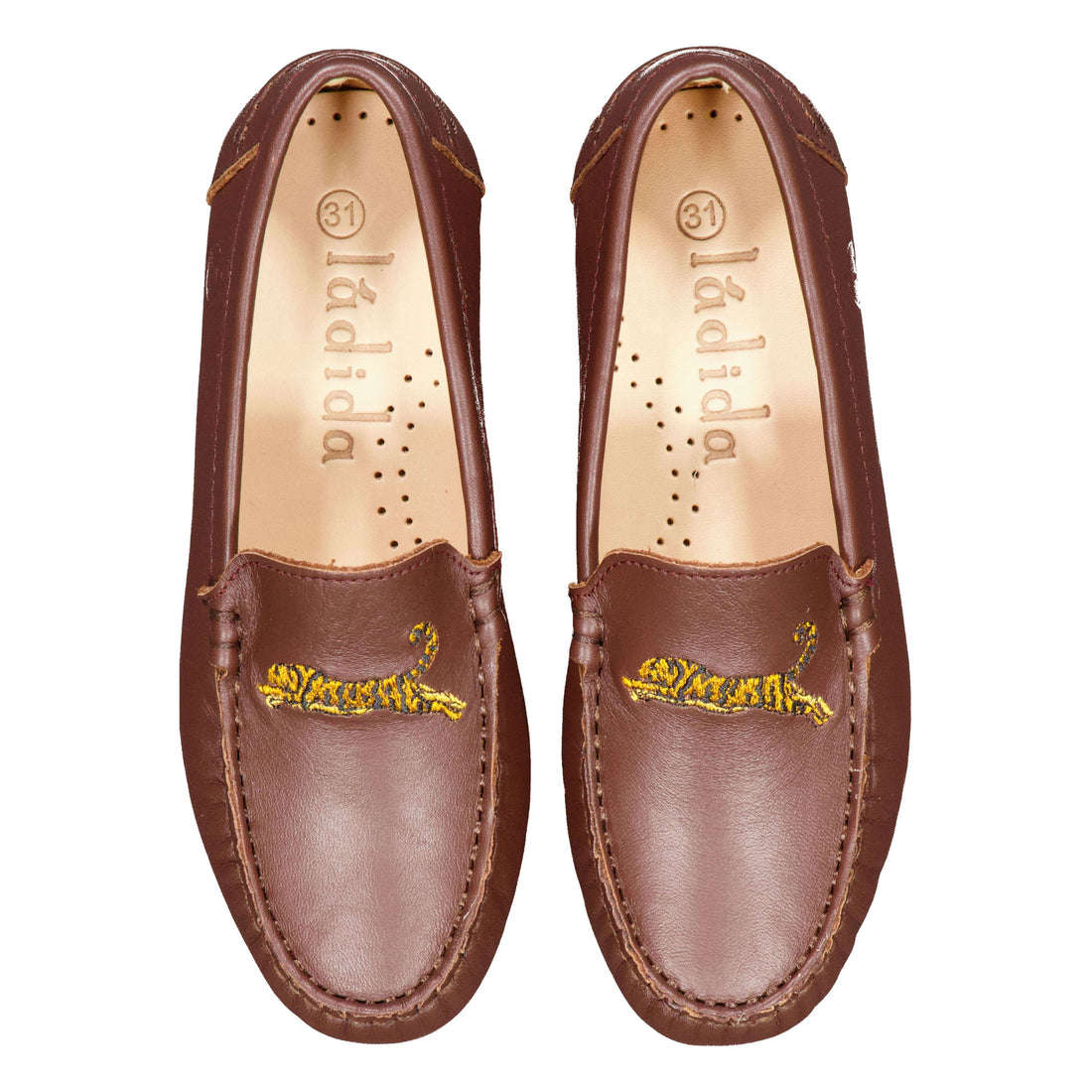 Ladida Shoes Chocolate Tiger Embroidered Loafer