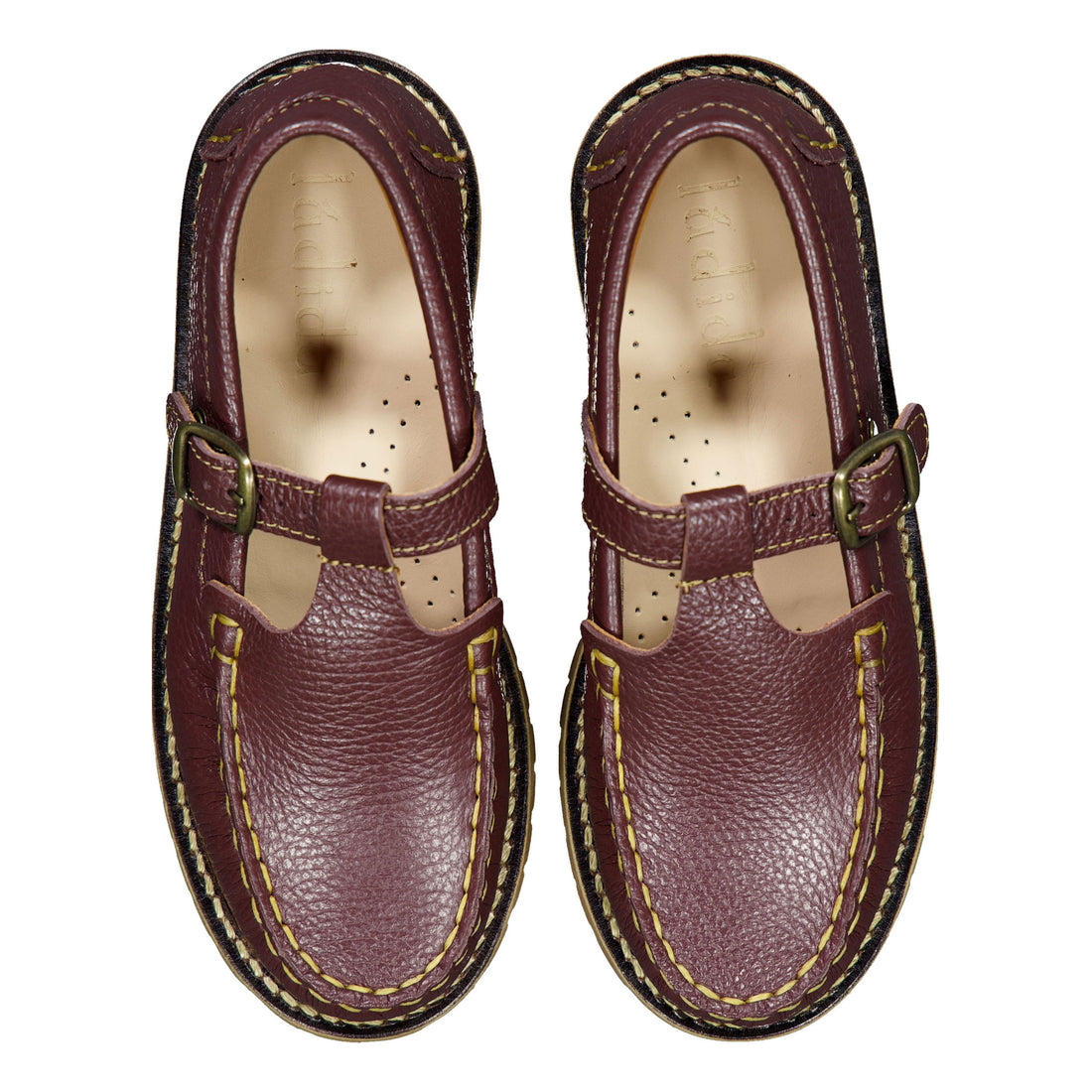 Ladida Shoes Burgundy Pebble T Strap Chunky Shoe