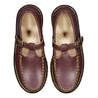 Ladida Shoes Burgundy Pebble T Strap Chunky Shoe