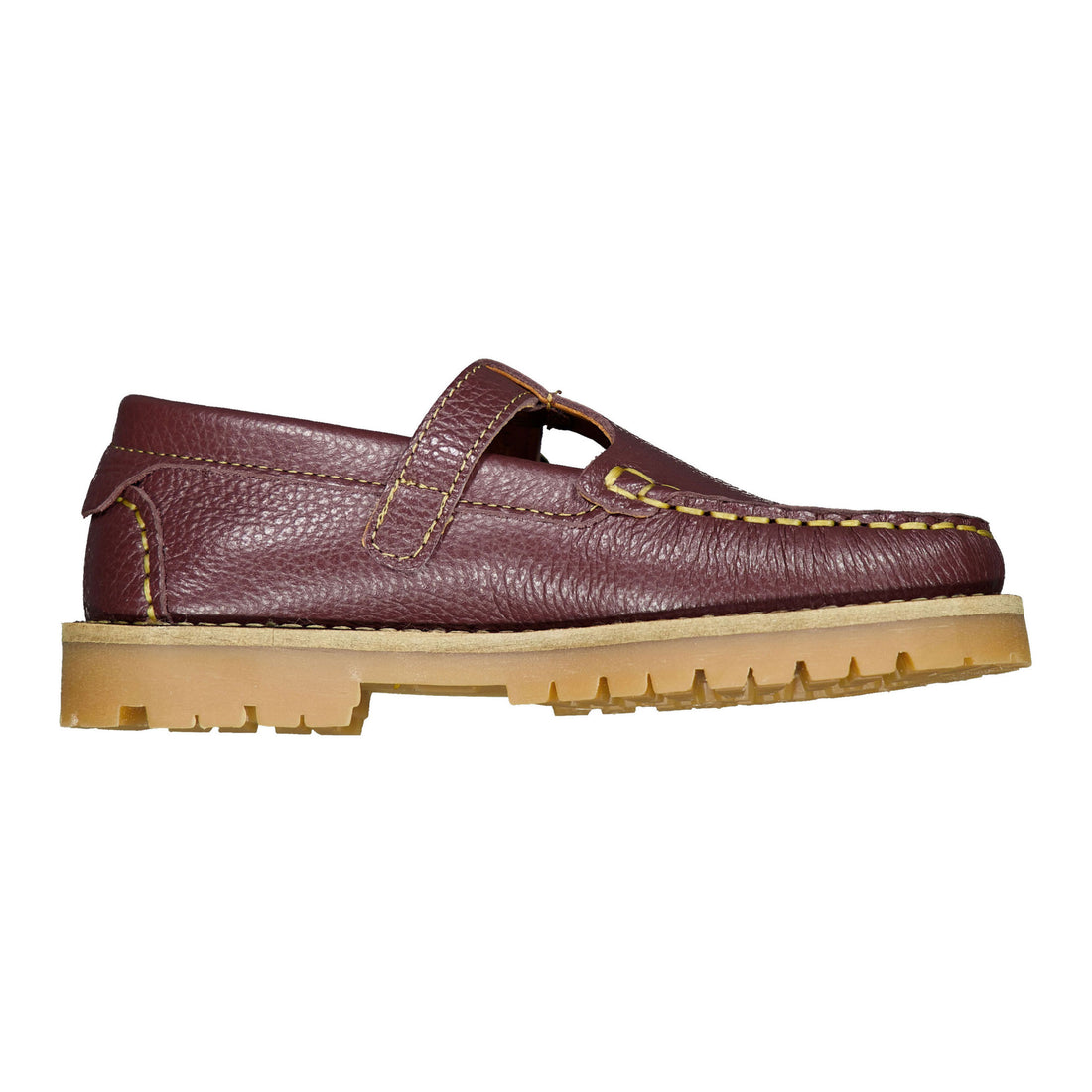 Ladida Shoes Burgundy Pebble T Strap Chunky Shoe