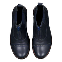 Ladida Shoes Navy Leather Zipper Booties