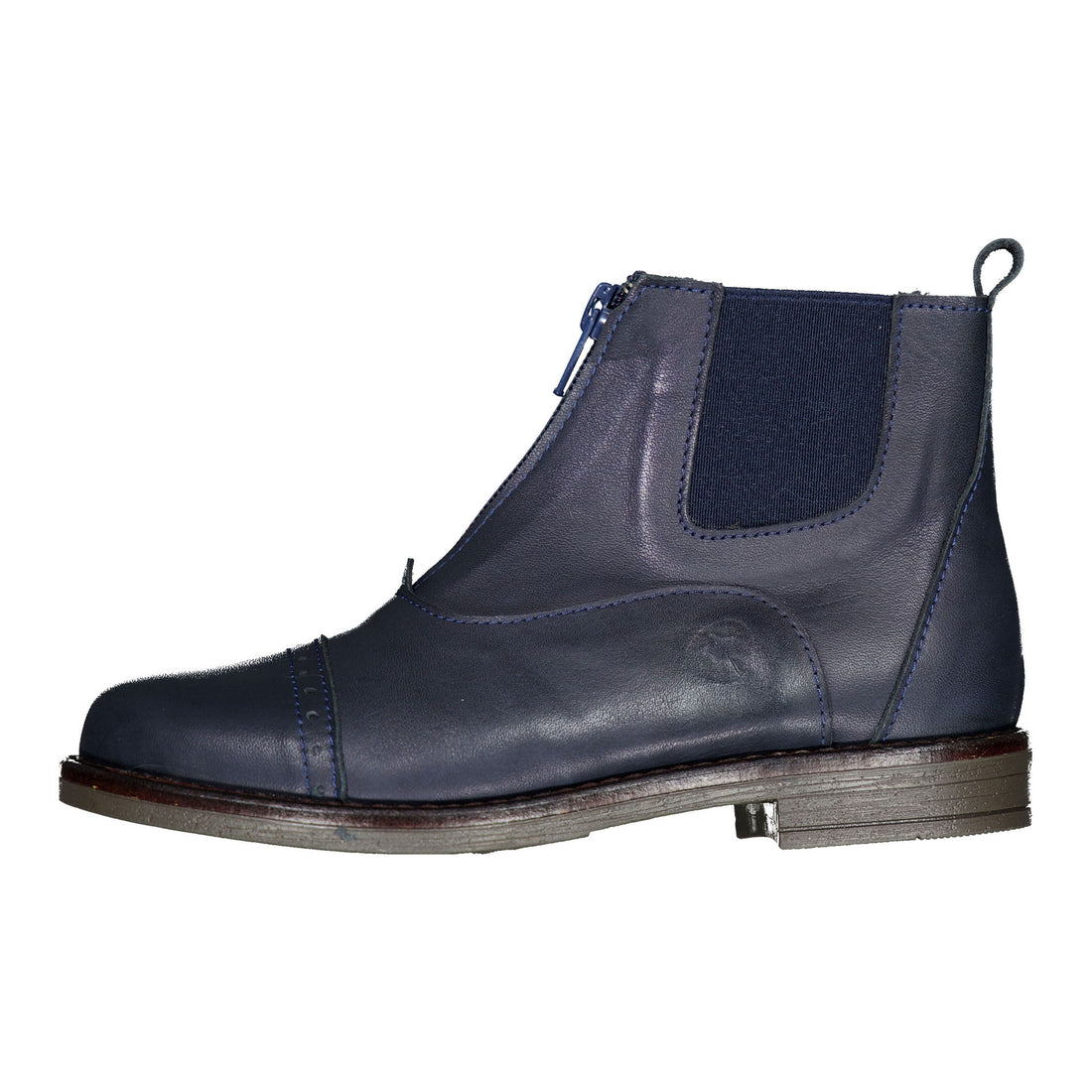 Ladida Shoes Navy Leather Zipper Booties